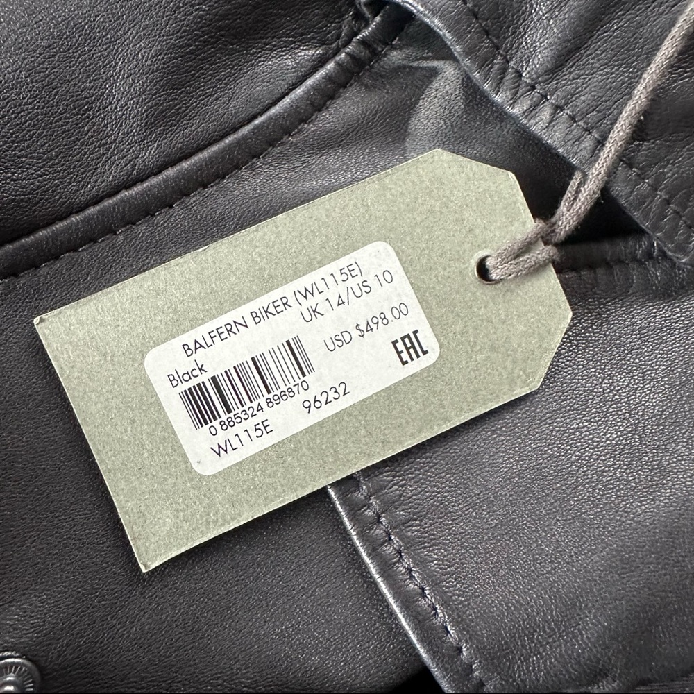 Allsaints Black Leather Balfern Jacket Sz UK 14 / US 10 - Picture 11 of 13